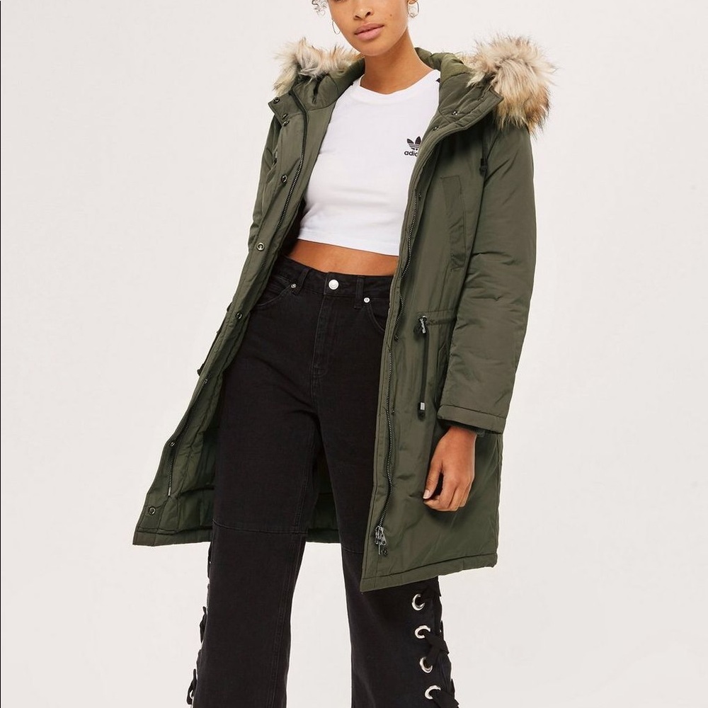 ✨SOLD✨ TopShop ‘Monty’ faux fur trim parka - Picture 1 of 7